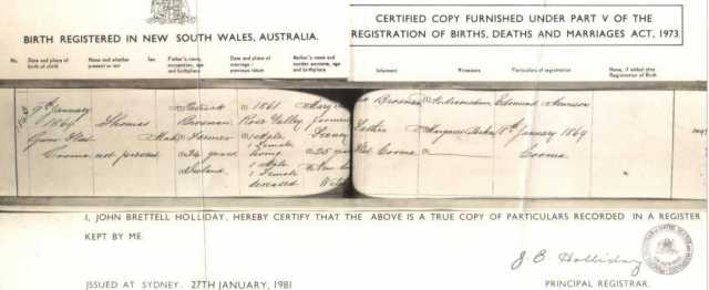 Thomas Brosnan Birth